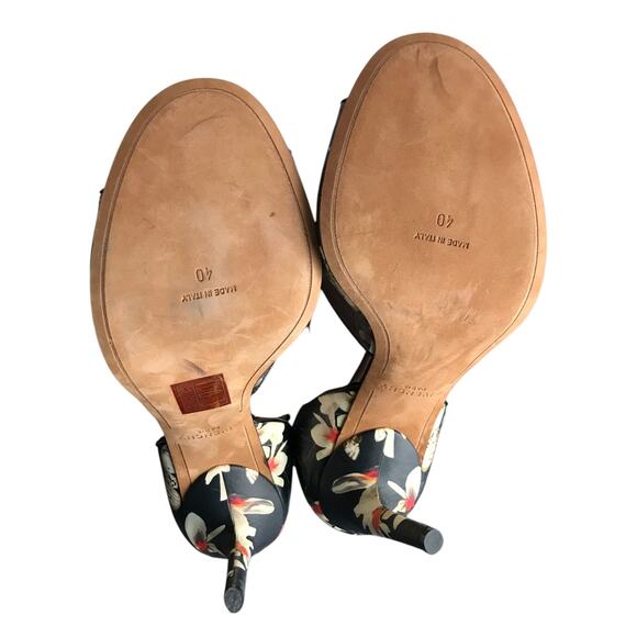 Givenchy‎ Magnolia Moth Black Floral Print Ankle Strap Sandals Women US10 40 NEW - Picture 10 of 10